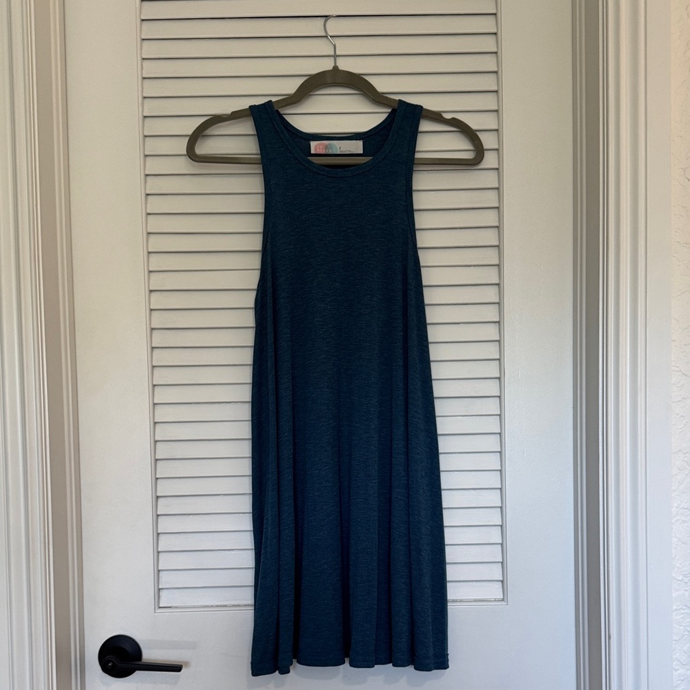 Sleeveless Teal A-Line Midi Dress